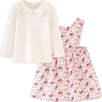 (Same style in the mall) Mini Bala dress long-sleeved corduroy T-shirt set two-piece set 2024 autumn new style