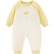 (Same style in the mall) Mini Balabala Autumn Boneless Soft Home Jumpsuit Baby Raglan Sleeve Romper