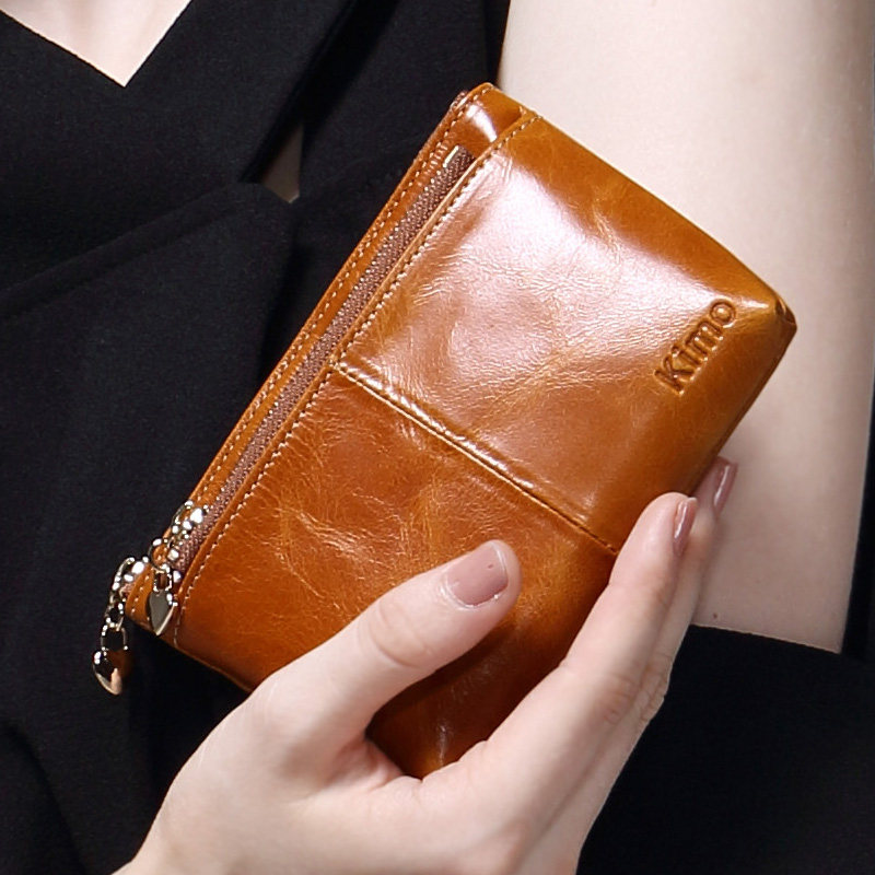 KIMO New Niche Design Bag Fall/Winter Women's Leather Small Wallet Short Student Zipper Pouch With Key Bag