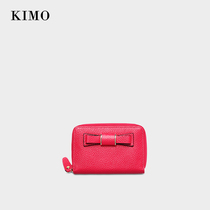 KIMO new ladies wallet short cowhide bow zipper student small wallet wallet card bag