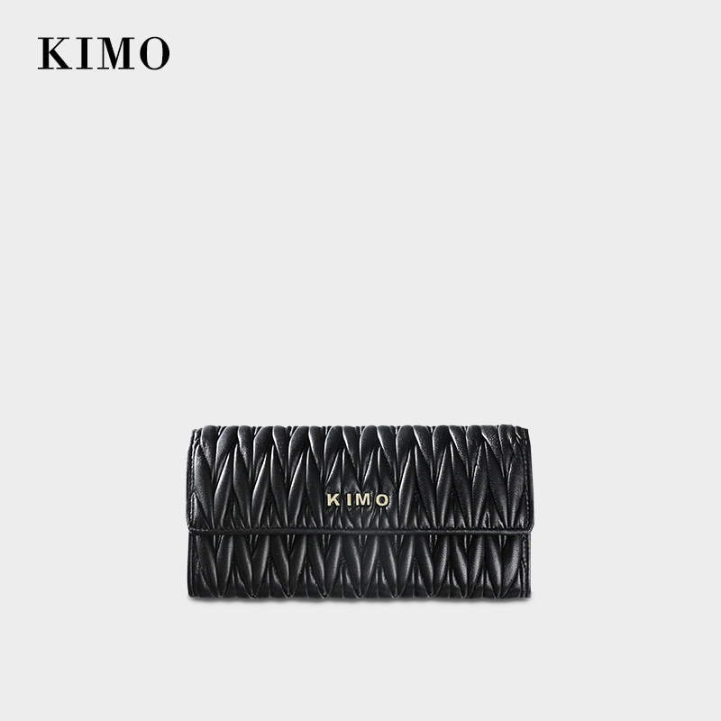 KIMO new women's wallet women's long version of the big money clip European and American simple big money clip Sheepskin women's wallet wallet