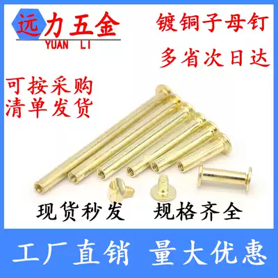 Copper-plated Ledger screw pin pin sample book nail butt screw recipe nail binding nail M5-100mm