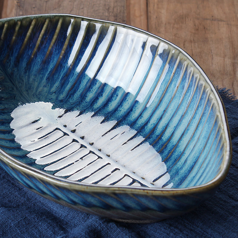 Japanese tableware irregular shaped variable blue creative move ceramic bowl of fruit salad bowl dish bowl