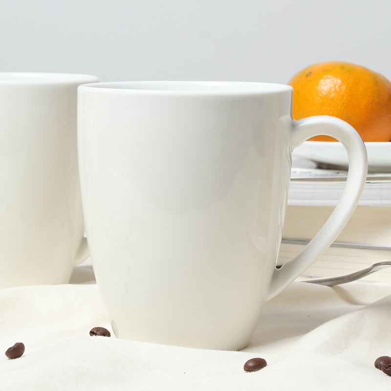 Pure white ceramic pointed foot take water cup business keller cup coffee cup milk cup breakfast cup cup to cup