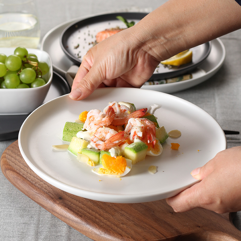 The Nordic idea matte enrolled black ceramic tableware plate disc home dinner plate breakfast cake plate western food steak