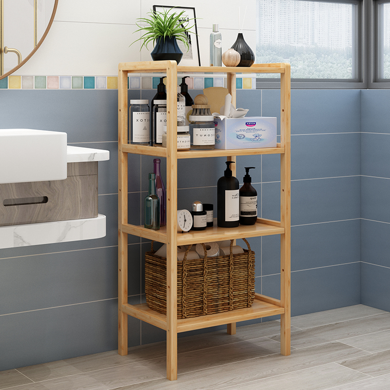 Simple Disposal Shelf Living-room Bookcase Bedroom Solid Wood Corner Containing Shelving Shelf Bathroom Floor Separator Deck Shelf