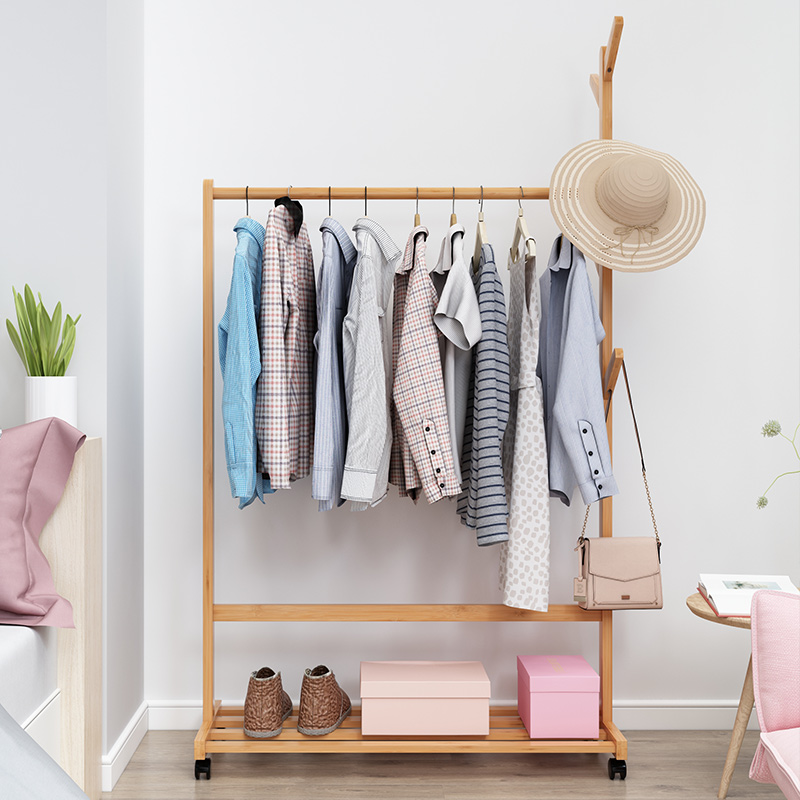 Clothes frame landing floor rack Bedroom Mobile multi-function hanger frame Simple modern vertical simple European clothes rack