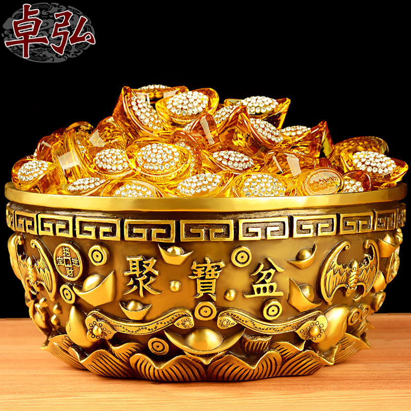 Zhuo Hong Copper Poly Treasure Basin Swing Piece Handicraft Copper Basin Home Living Room Shop Decoration Opening Gift