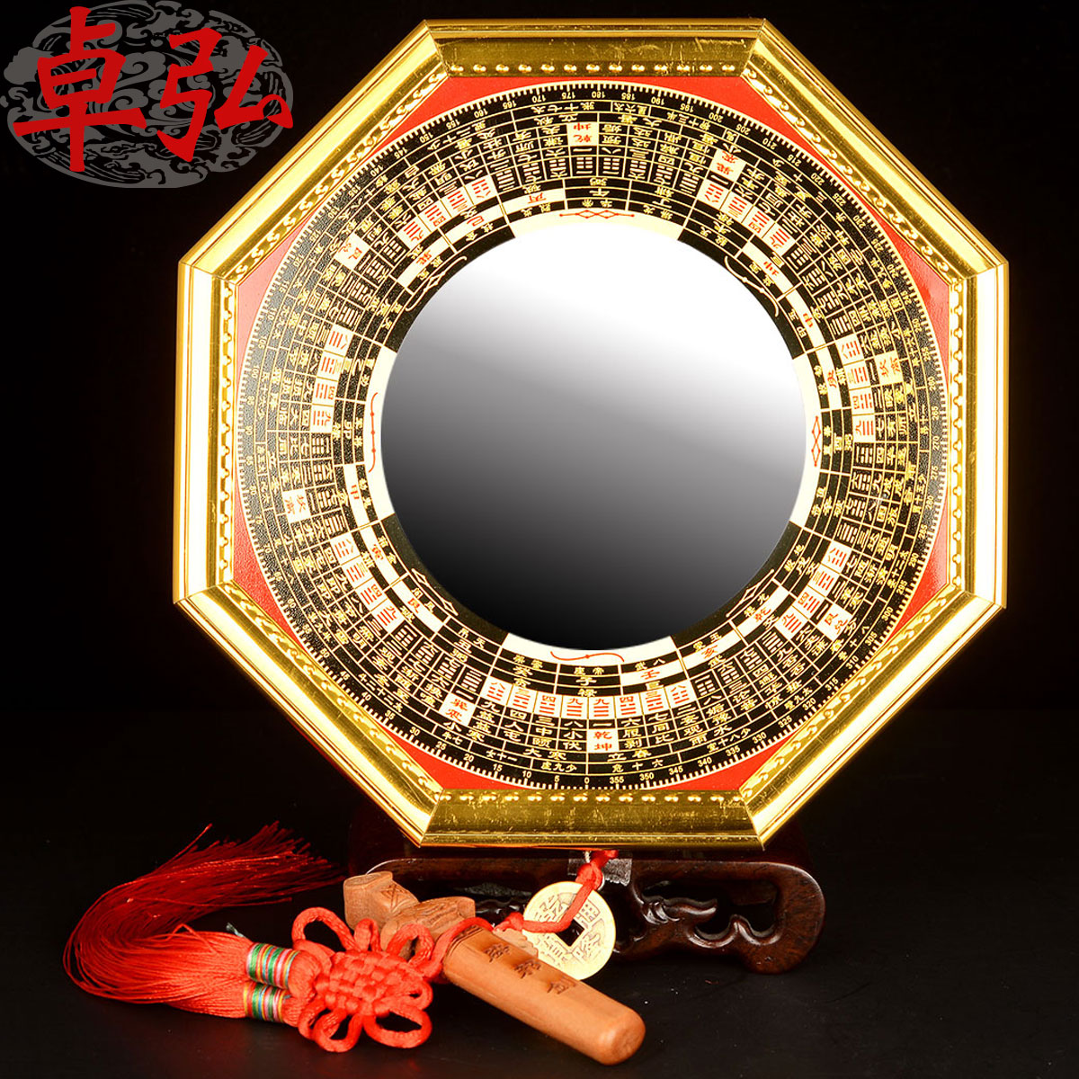 Zhuo Hong Bagua mirror Town House household door suction money block brake convex and concave mirror Tai Chi household Feng Shui mirror ornaments