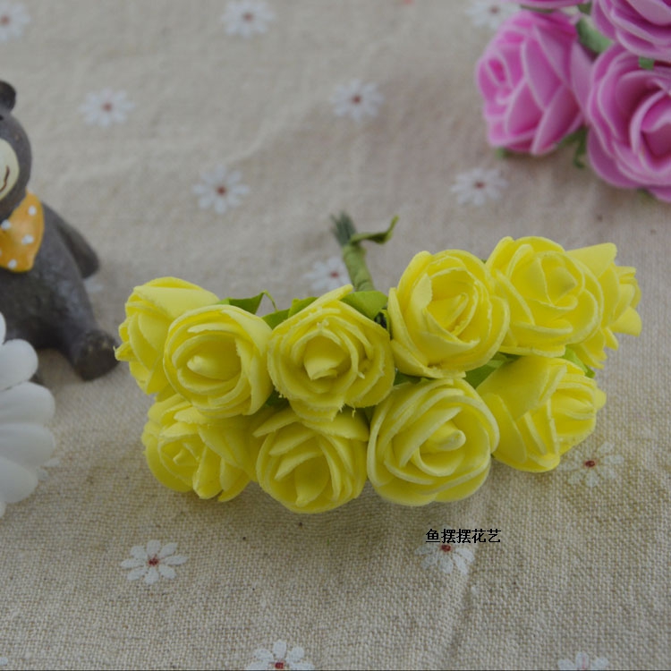 Ưu đãi đặc biệt DIY mini rose bouquet Mô phỏng hoa xốp làm bằng tay trang trí vòng hoa với hoa 12 / bó - Hoa nhân tạo / Cây / Trái cây bình hoa hồng giả đẹp