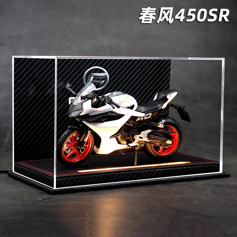 1:12春风450SR合金摩托车模型仿真灯光机车玩具收藏摆件送男生
