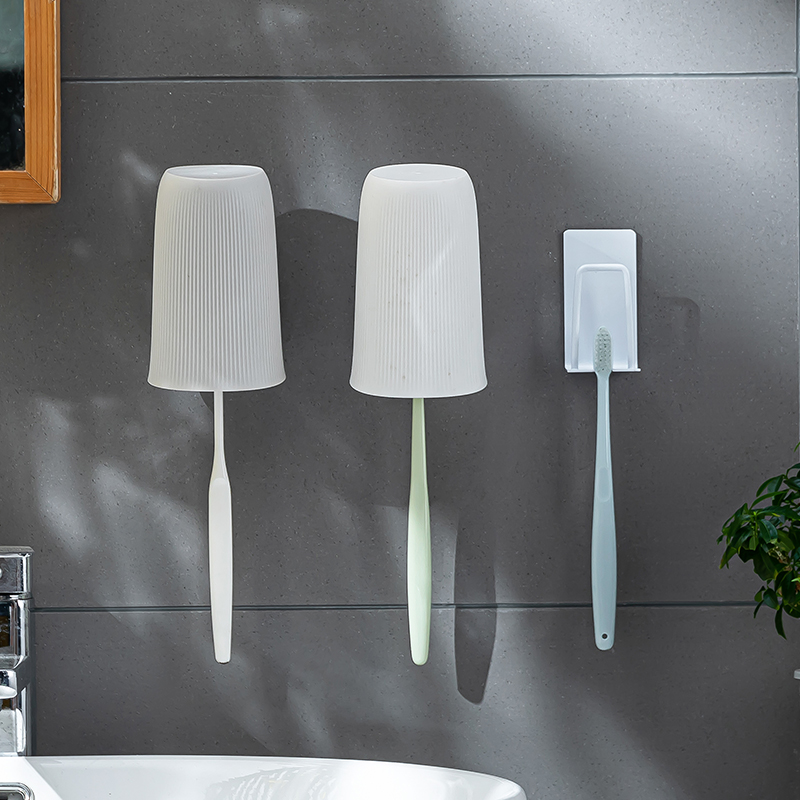 Toothbrush shelving shelf free of punch mouthwash cup toothbrushing cup hanging wall style dressing room wall-mounted storage tooth cylinder home