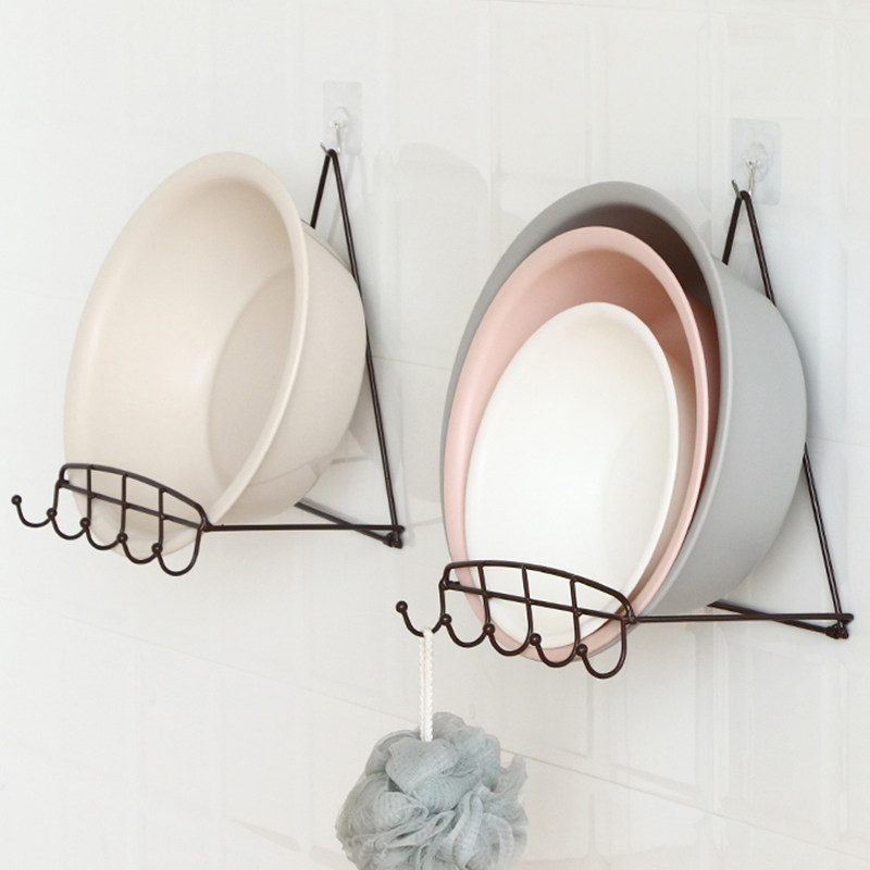 Bathroom Makeup Room Powerful Suction Cup Washbasin Hook Shelve Free wall Sticky Hook Wall-mounted wall Containing Basin Rack