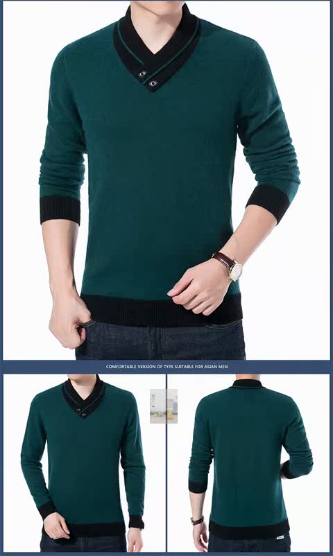 Luật thương mại phát sáng Úc Rồng hôm nay Đặc biệt Thời trang mới Áo cổ chữ V cổ áo Mua một tặng ba hàng dệt kim áo khoác sơ mi nam