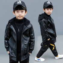 Boy plus velvet leather jacket coat 2021 new foreign gas children Korean version of autumn and winter thick boy boy winter tide