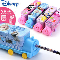 Ice Chic Edge Pencil Case Multifunction Elementary School Kids Cute Lead Pencil Case Double Men And Women Kindergarten Car Iron Pen Case