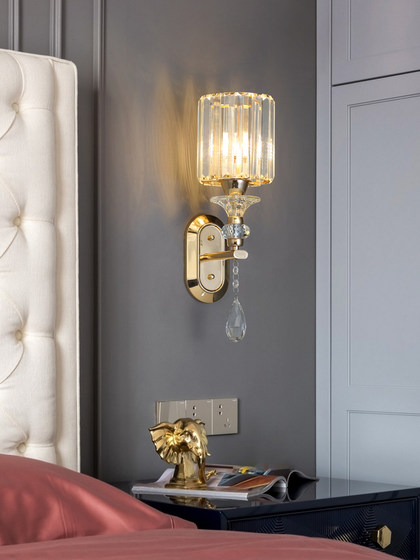 Bedroom bedside lamp wall lamp light luxury crystal lamp simple modern living room background wall lamp staircase aisle LED lamp