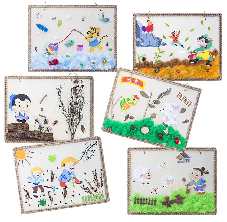 Kindergarten Beauty Lau Class Children Handmade DIY Traditional Culture Idiom Allegory Stories Puzzle material Package hanging decoration