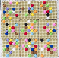  Kindergarten corridor wall creative egg tray plush ball material Childrens puzzle area Kindergarten construction area Plush ball