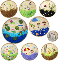  Kindergarten decoration bamboo frame painting charm dustpan basket Art room painting creative works Bamboo plate handmade DIY