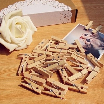 Small Wood Clips Hanging Nursery Work Photos Decorative Photo Wall Wooden Solid Wood Color 5cm Original Wood Color Clips