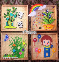 Kindergarten wall decoration hanging bamboo products handmade creative special handicrafts bamboo painting square frame