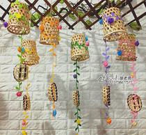  Kindergarten classroom theme environment culture Childrens handmade creative materials diy Chinese style bamboo basket charm