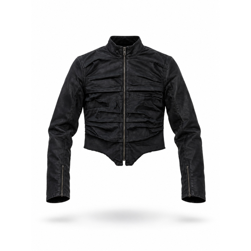 Zio Liu Handmade Waxed Wrinkled Denim Jacket for Men and Women, Slim Fit, Dark Style, Slimming for Autumn and Winter Zio Liu Handmade Waxed Wrinkled Denim Jacket for Men and Women, Slim Fit, Dark Style, Slimming for Autumn and Winter