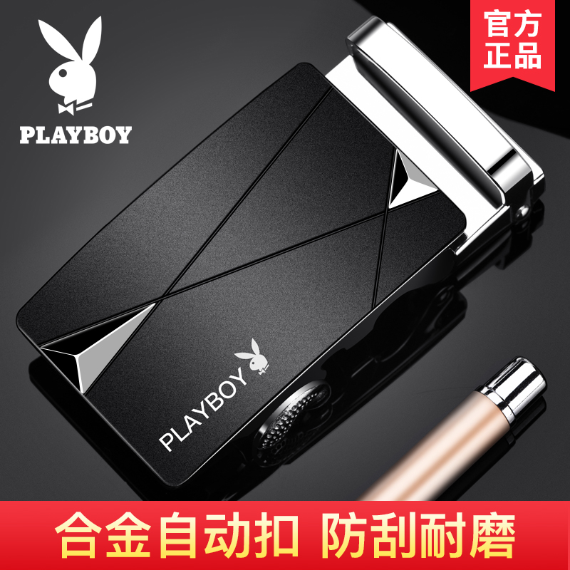 Floral Playboy leather strap Men's buckle Automatic buckle belt Young student pants Take the lead buckle the new leather spearhead Chatide-Taobao