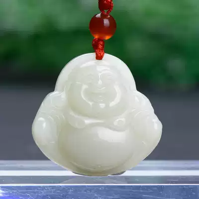 Natural Hetian Jade White Jade Buddha Pendant Female Maitreya Laughing Buddha Jade Necklace Pendant Jade Pendant
