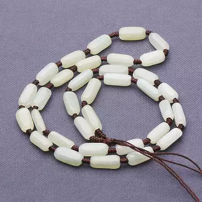 Hetian jade necklace natural jade raw stone Xinjiang seed lanyard long grain rice bead chain beads for men and women hanging rope