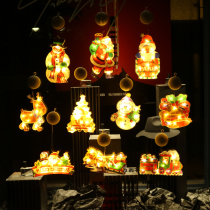 Christmas decorations pendant scene layout holiday atmosphere dress shop window glowing Christmas tree ornaments