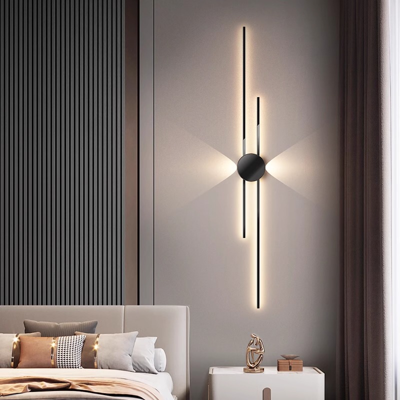 New Living Room Background Wall Lamp Sofa Wall Lamp Simple Modern Bedroom Wall Lamp Light Luxury Atmospheric Long Wall Lamp