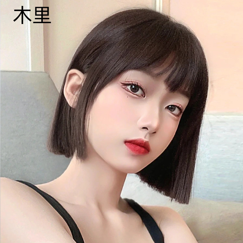 Wig short hair women Summer True hair All true man Silk Popo Head Full headgear Wig Sleeve