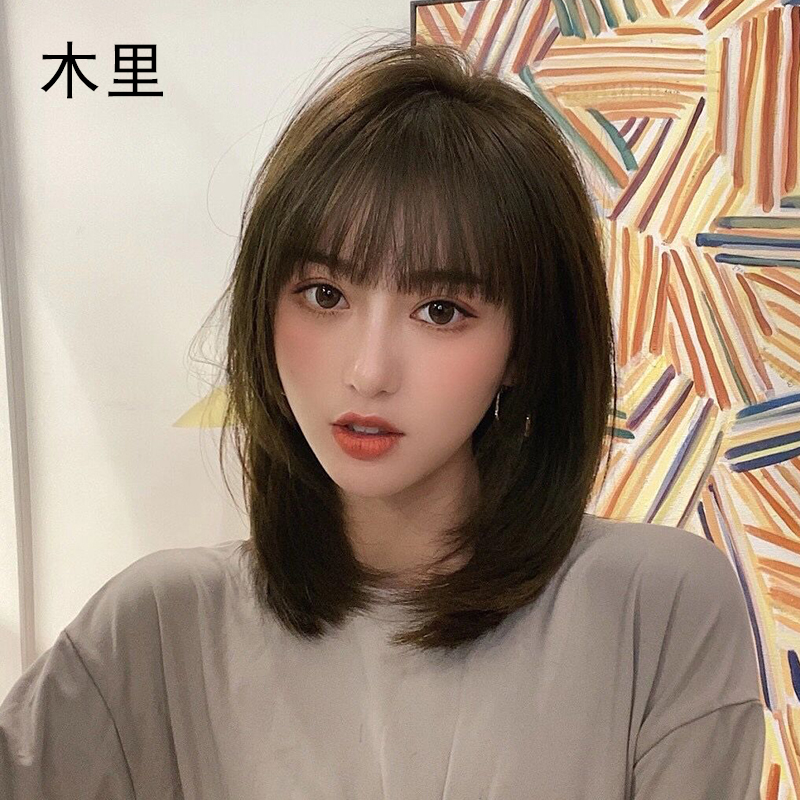 Wig Woman Short Hair Net Red Identical air Liuselock bone hair natural fluffy long haired live-action hair headgear