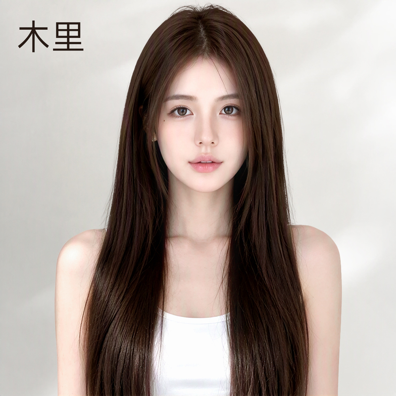 Micro-Needle Molecular Wood Black Long Straight Wig Full Head Set for Women, Real Human Hair, Natural Invisible Long Straight Hair, Daily Wig Micro-Needle Molecular Wood Black Long Straight Wig Full Head Set for Women, Real Human Hair, Natural Invisible Long Straight Hair, Daily Wig