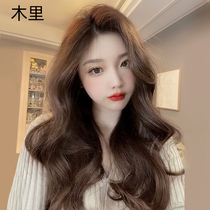 Wig for women with long curly hair lace real hair eight-character bangs big wavy long hair full real hair full headband style
