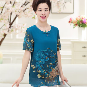 2018新款短袖中年女夏上衣40-50岁女士夏装网