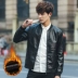 Áo khoác da nam 2018 mới mùa thu đầu máy xu hướng áo khoác nam xuồng da pu mỏng Phiên bản Hàn Quốc đẹp trai đẹp trai rò rỉ áo khoác dạ nam Quần áo lông thú