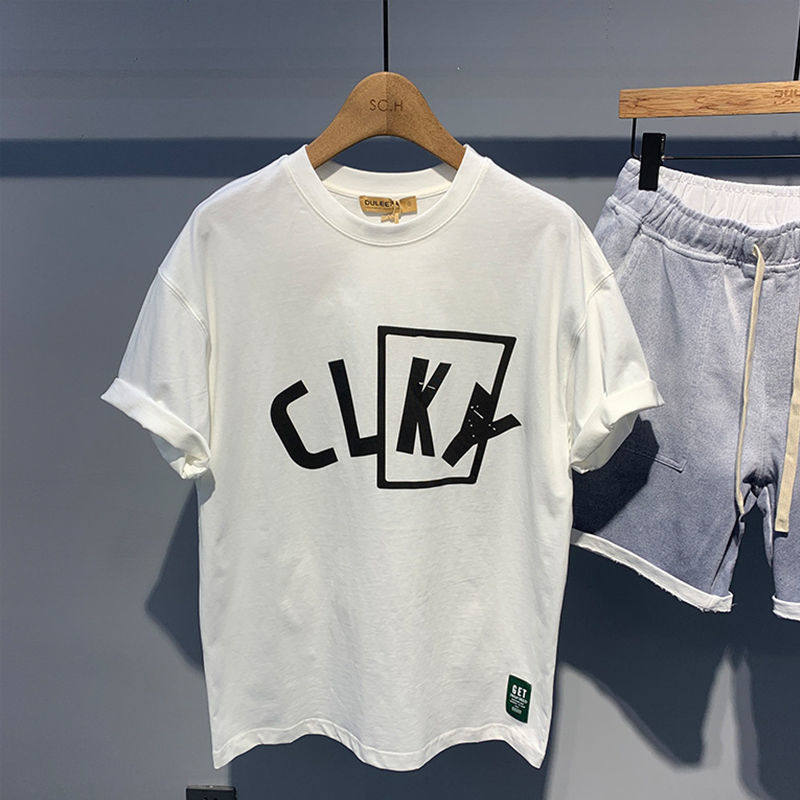 K9000 Short - sleeved T - shirt men 2023 summer letter printed round collar casual shirt with loose knit T - shirt