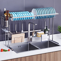 304 stainless steel sink drain rack dishwashing pool Bowl Rack Kitchen Shelving Pool Bowls Chopsticks Shelf Containing Shelf