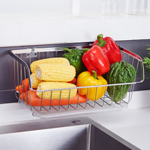 304 Stainless Steel Kitchen Vegetable Basket shelf Perforated Wall-mounted Vegetable Fruit Lettule Containing basket Vegetable Basket
