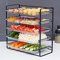 Kitchen preparation dish shelf Multi-functional home multilayer superimposed containing pull-out hot pot prepared vegetable gameware