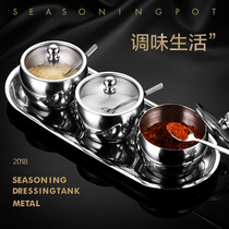 304 stainless steel seasoning case suit Home combined fitted kitchen jar Salt MSG Seasoned Jar Glass Flavoring Bottle