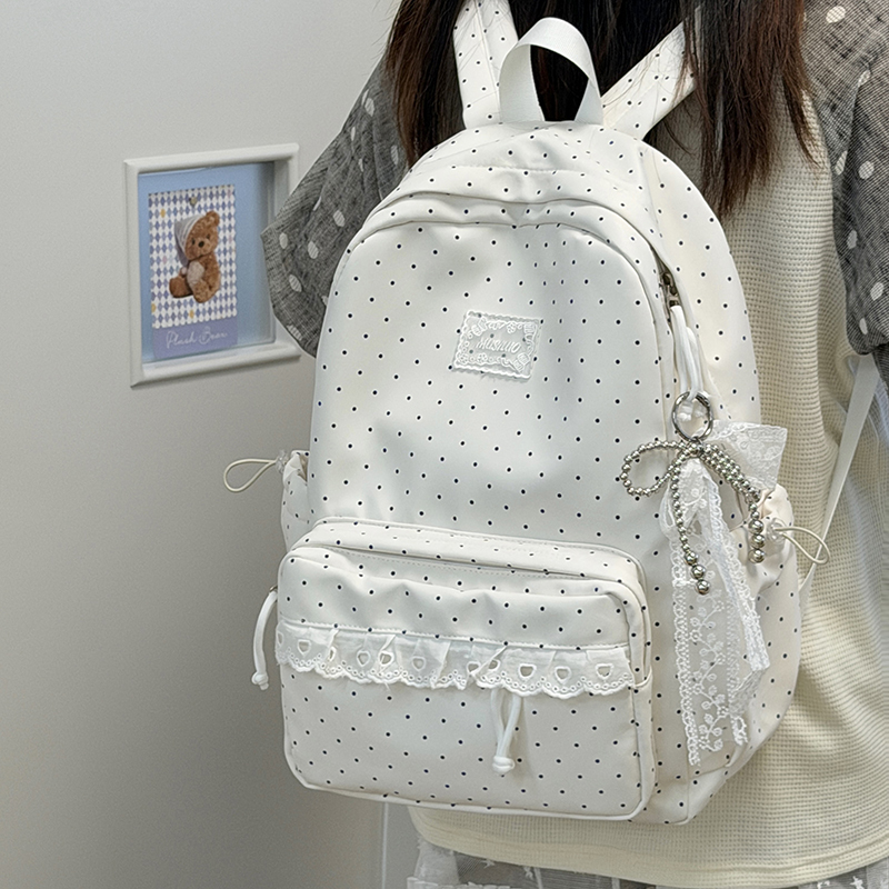 Korean-Style Ins College-Style Polka Dot High-Appearance School Bag, Niche Student Cute Backpack for Middle and High School Students, New Model Korean-Style Ins College-Style Polka Dot High-Appearance School Bag, Niche Student Cute Backpack for Middle and High School Students, New Model