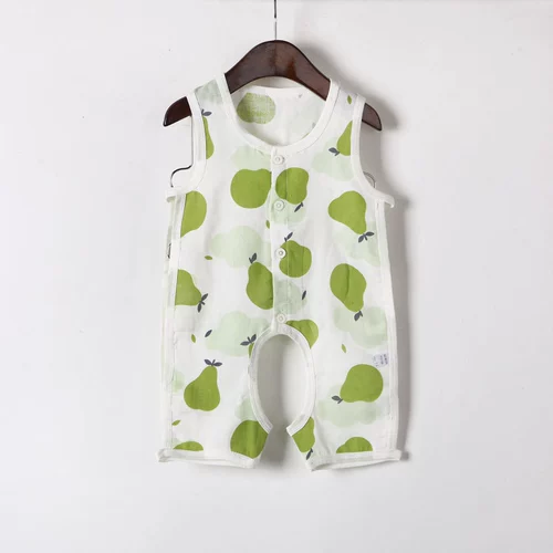 Детский хлопковый марлевый летний комбинезон для новорожденных подходит для мужчин и женщин для девочек, тонкая летняя одежда