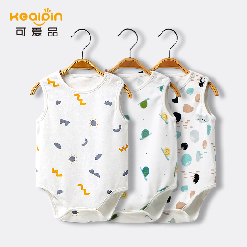 Baby jumpsuit newborn sleeveless bag fart clothes summer thin triangle romper romper men and women baby pajamas vest