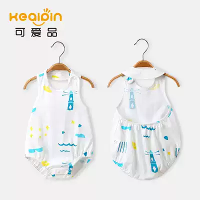 Baby summer cotton belly bag shirt toddler baby clothes thin triangle climbing baby clothes belly and legs small pocket