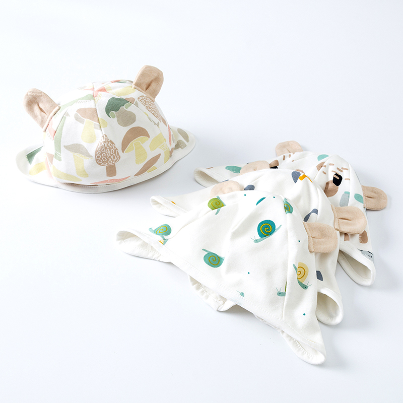 Cute Sunshade Baby tire cap Fontanelle cap 0-3-6 months Baby summer windproof cap Sweat-absorbing cap Pile pile cap