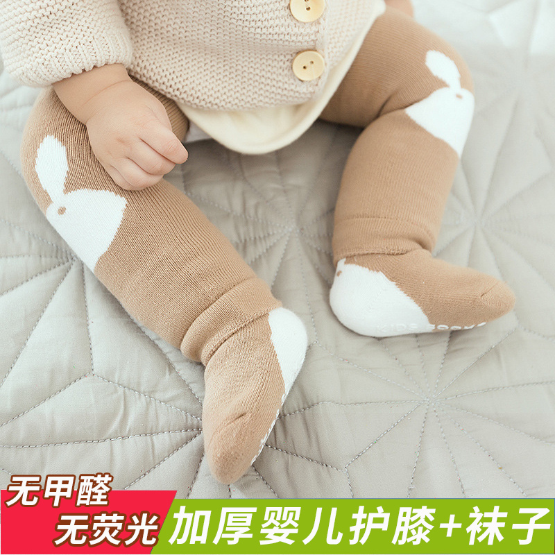 Baby Kneecap Socks Baby Pure Cotton Thickened Hair Circles Overknee Medium-high Cylinder Children Crawl Socks Non-slip Lengthened Socks Jacket